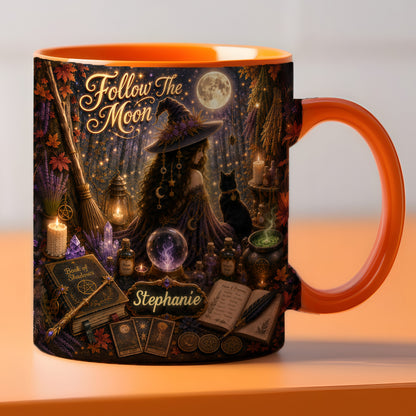 Follow The Moon - Personalized Witchcraft Accent Mug
