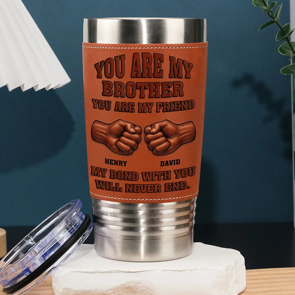 Soulmate Best Friend - Personalized Leather Tumbler
