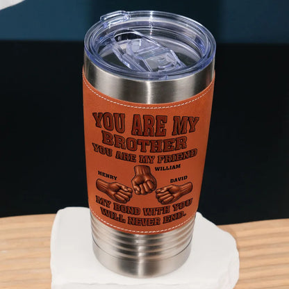 Soulmate Best Friend - Personalized Leather Tumbler