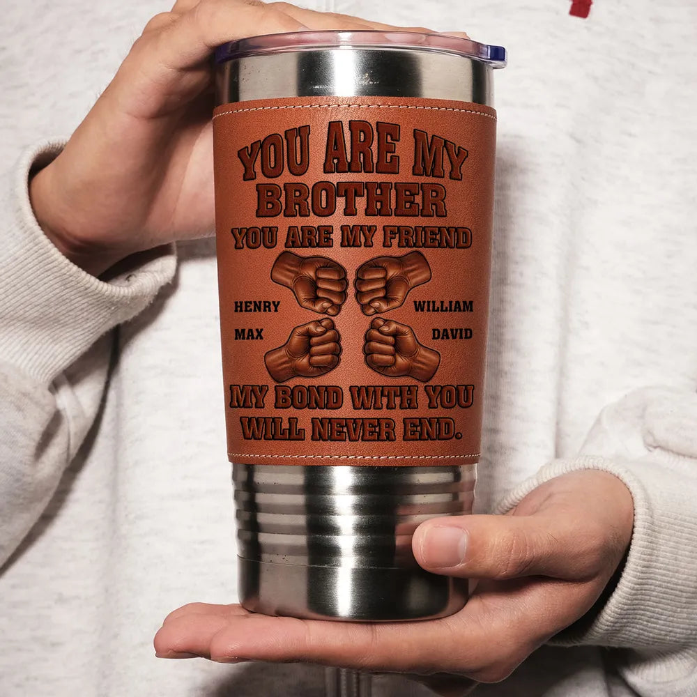 Soulmate Best Friend - Personalized Leather Tumbler