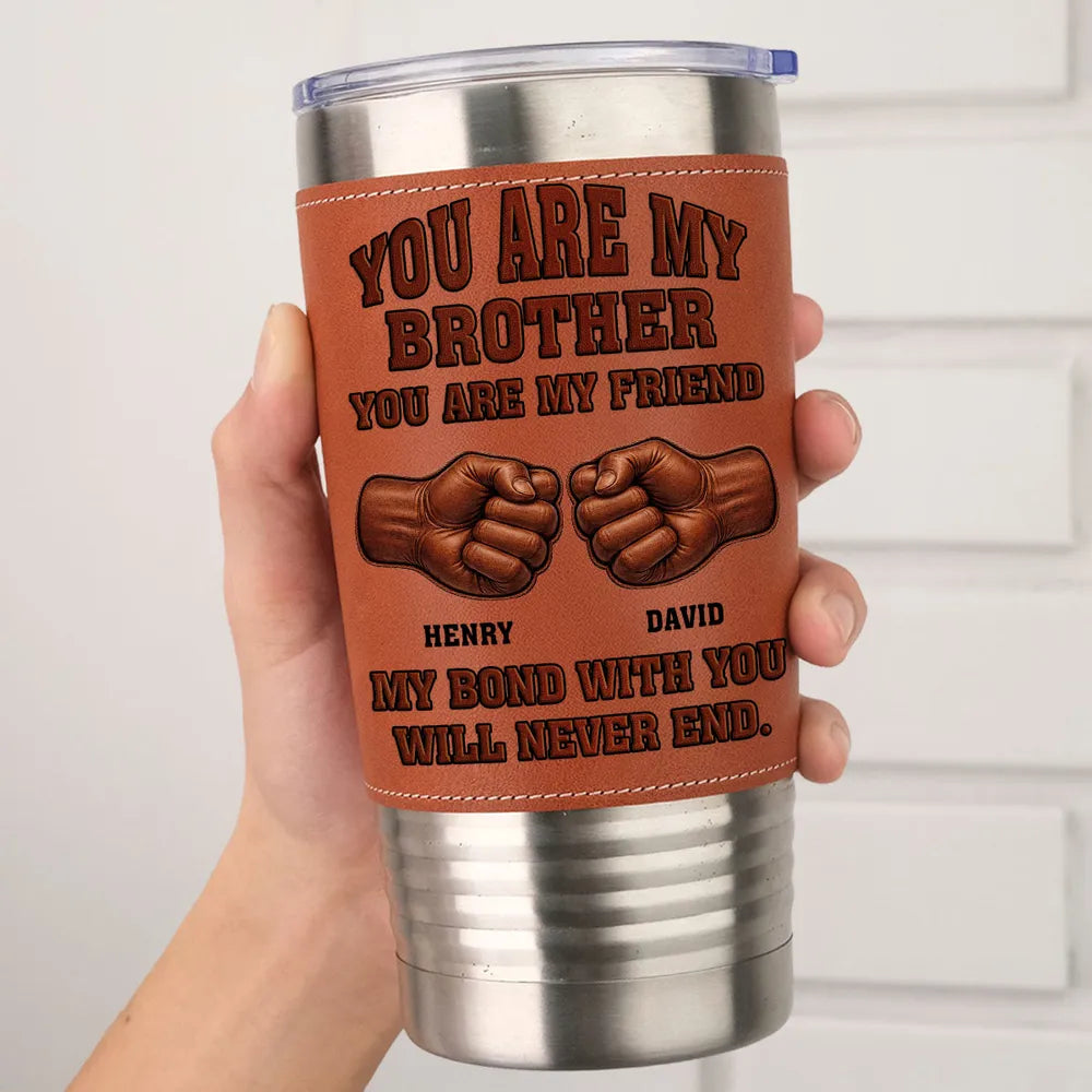 Soulmate Best Friend - Personalized Leather Tumbler