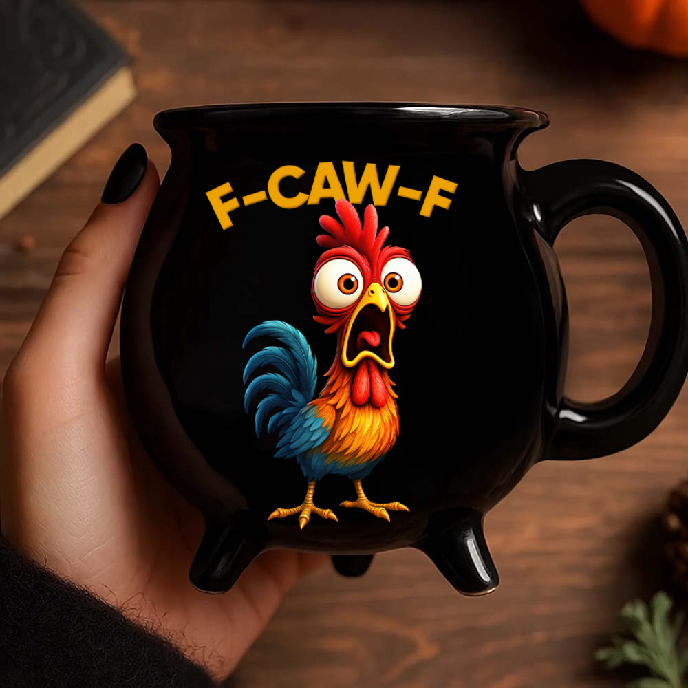 F-Caw-F Crow Joke - Funny Cauldron Mug - Gift For Family Members, Coworkers, Friends - Personalized Cauldron Coffee Mug
