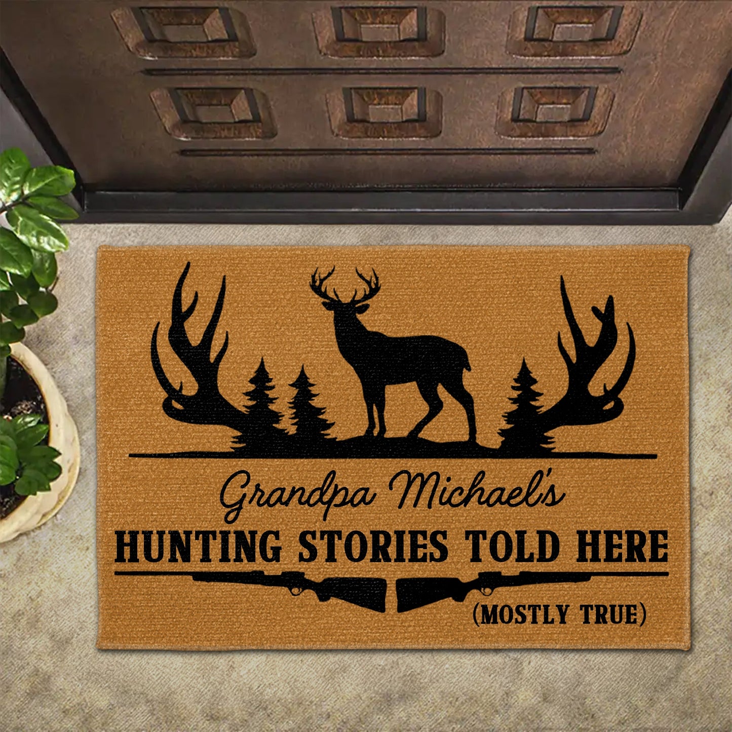 Hunting Stories Told Here - Personalized Doormat - Gift For Grandpas and Hunters