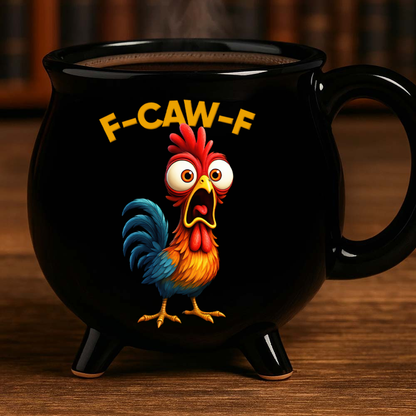 F-Caw-F Crow Joke - Funny Cauldron Mug - Gift For Family Members, Coworkers, Friends - Personalized Cauldron Coffee Mug