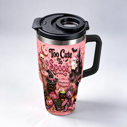 Too Cute To Spook - Personalized Pink Halloween 40oz Tumbler With Straw