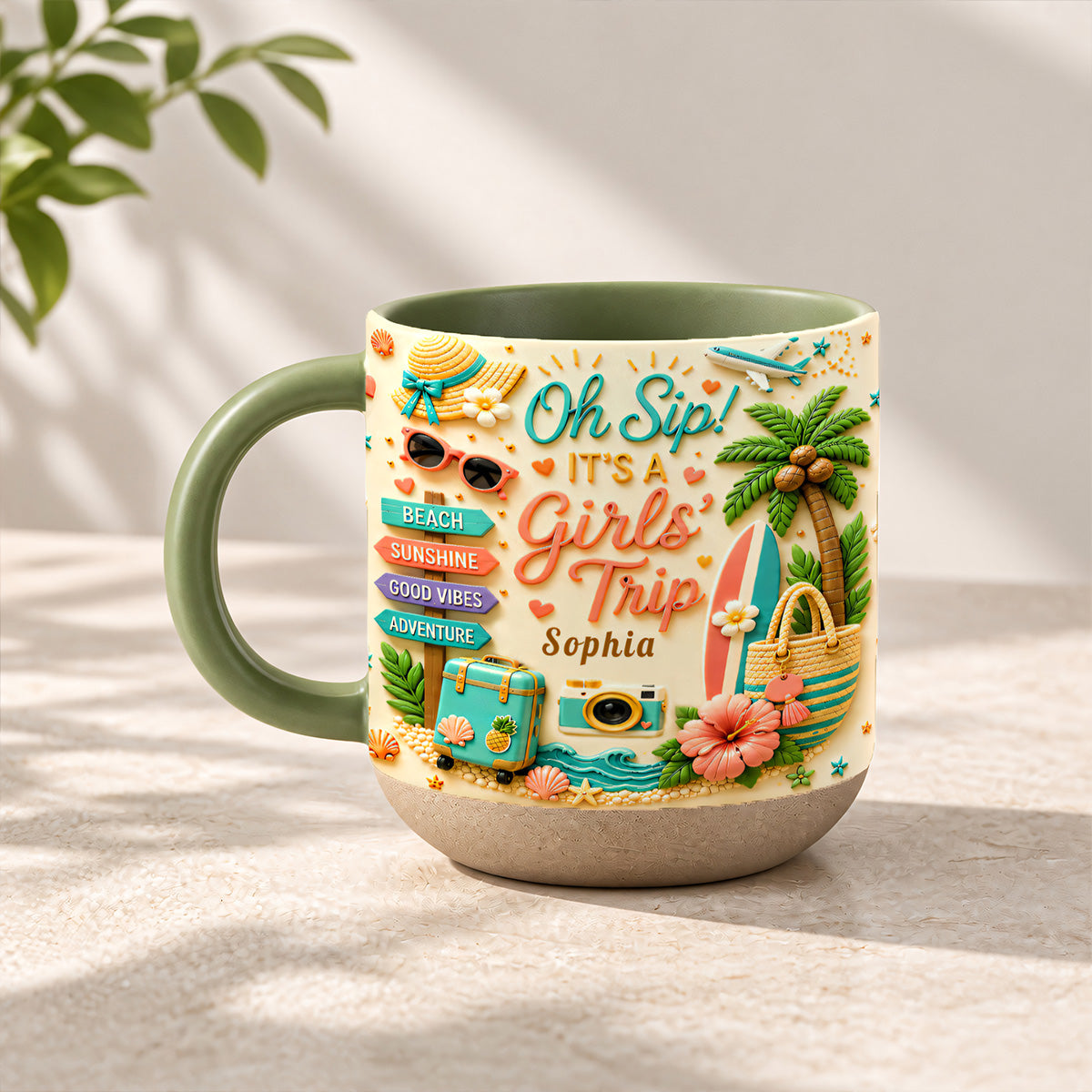 Oh Sip! It's a Girls' Trip - Personalized Pottery Mug - Girls Trip Gifts