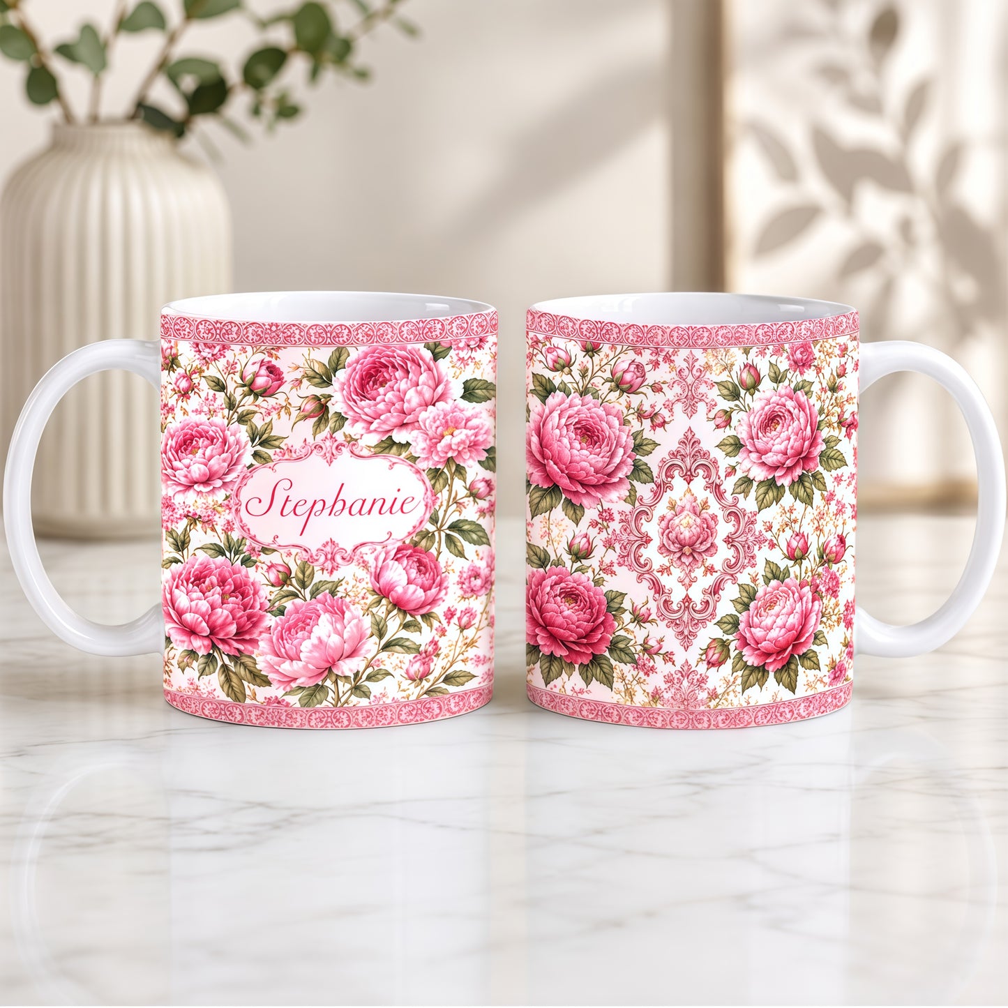 Charming Peony Paradise & Baroque Pattern - Personalized Laptop Bag