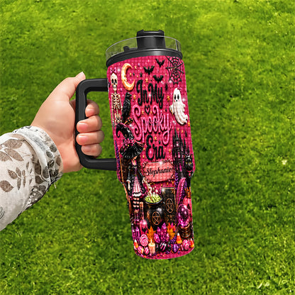In My Spooky Era - Personalized Pink Halloween 40oz Rhinestone Tumbler With Straw