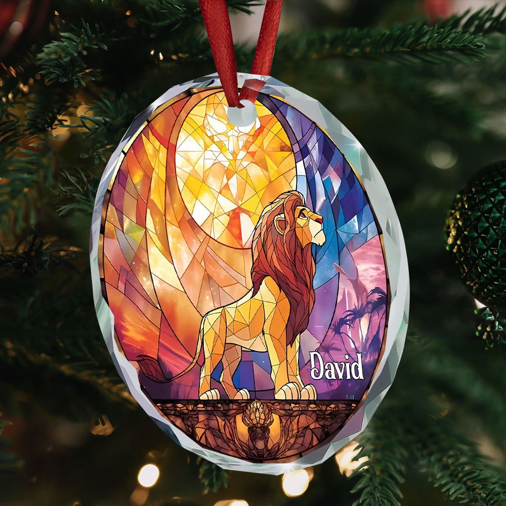 The Simba Lion - Personalized Circle Glass Ornament