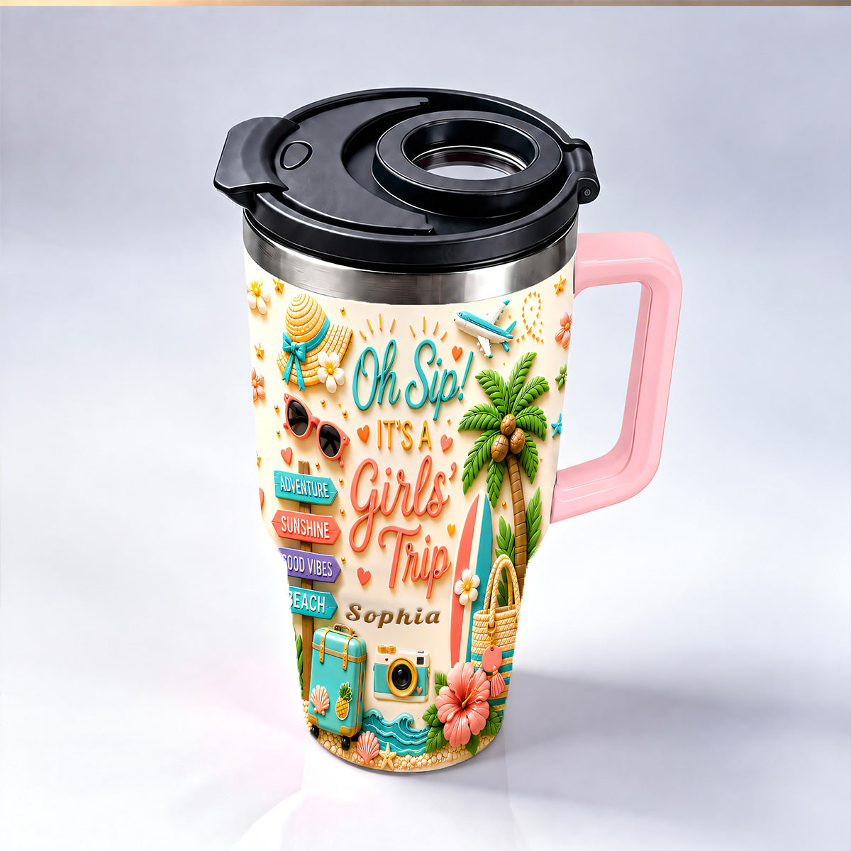 Oh Sip! It's a Girls' Trip - Personalized 40oz Travelling Tumbler with Straw - Girls Trip Gifts