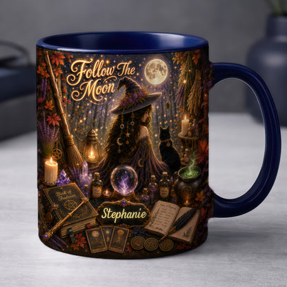 Follow The Moon - Personalized Witchcraft Accent Mug