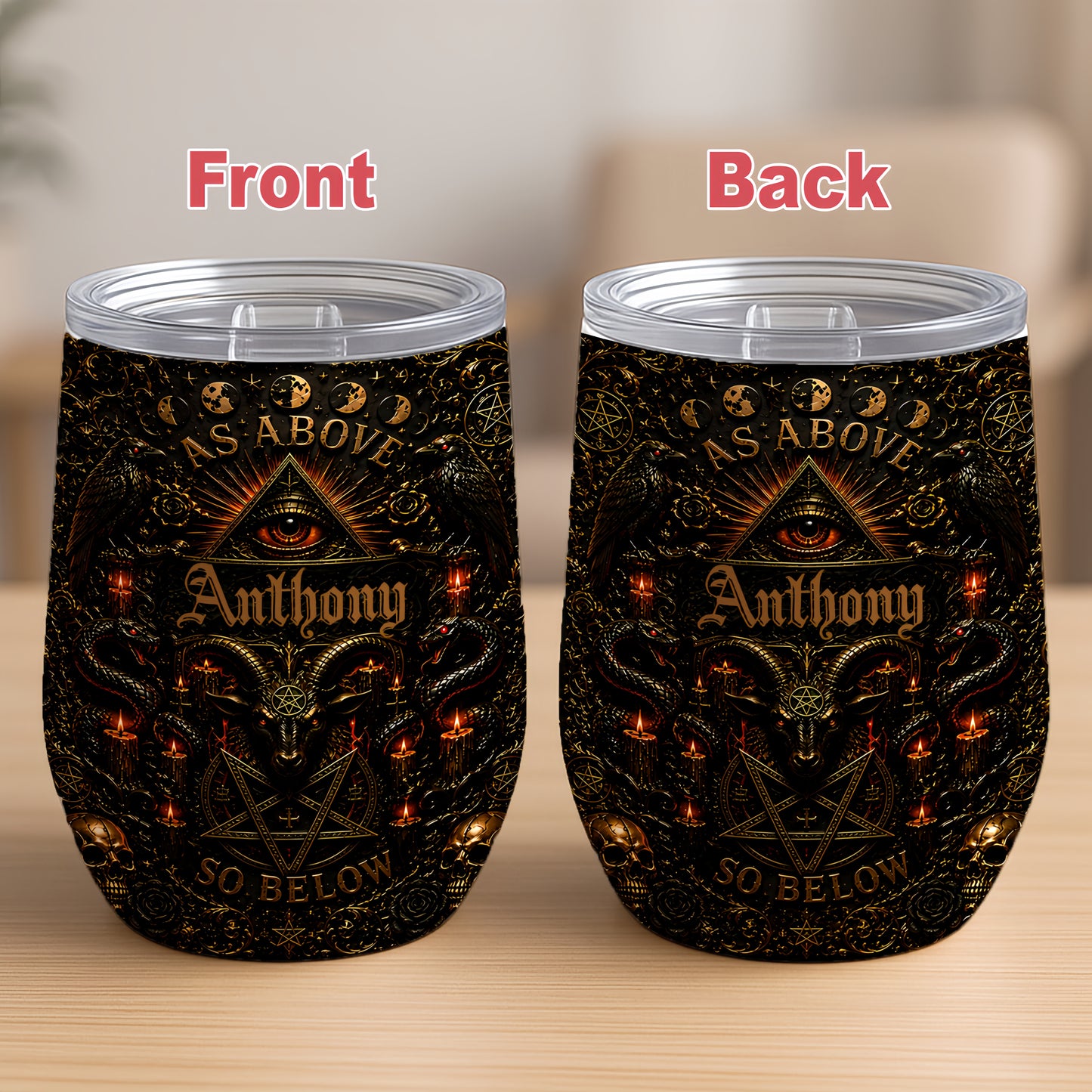 As Above So Below - Personalized Illuminati Wine Tumbler