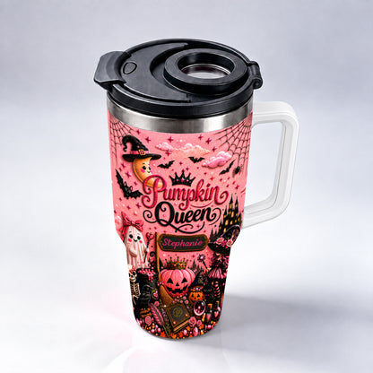 Pumpkin Queen - Personalized Pink Halloween 40oz Tumbler With Straw