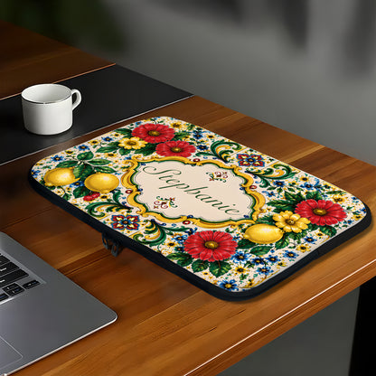Mediterranean Style & Majolica Print La Dolce Vita - Personalized Laptop Bag