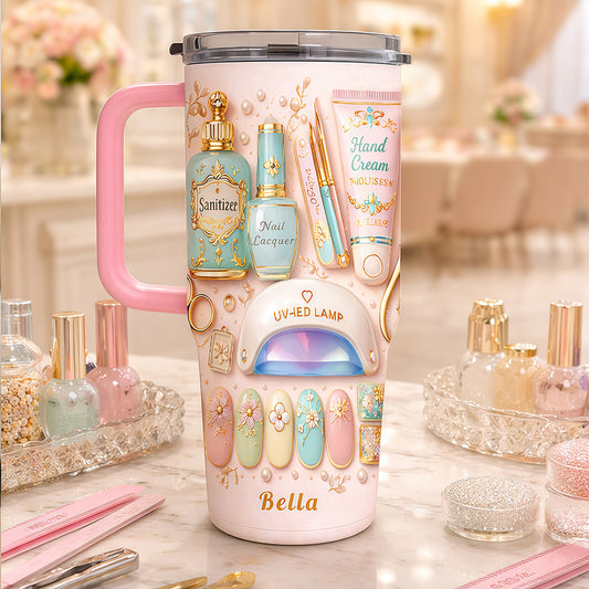 Custom Beauty Lover - Gift For Her - Personalized 40oz Nail Tumbler With Straw