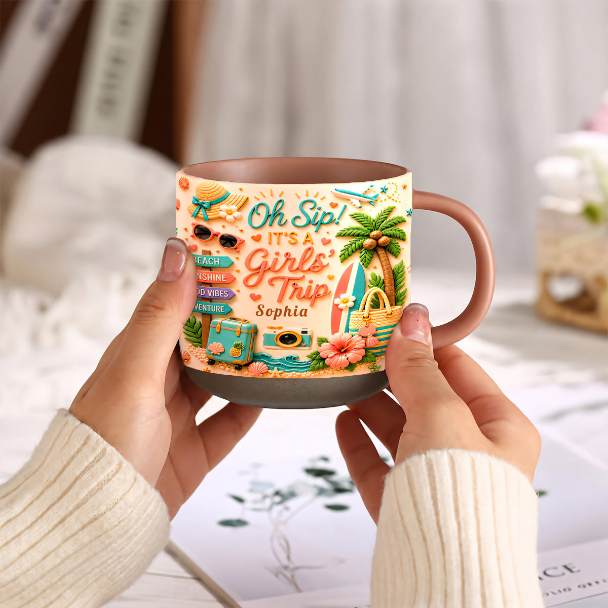 Oh Sip! It's a Girls' Trip - Personalized Pottery Mug - Girls Trip Gifts