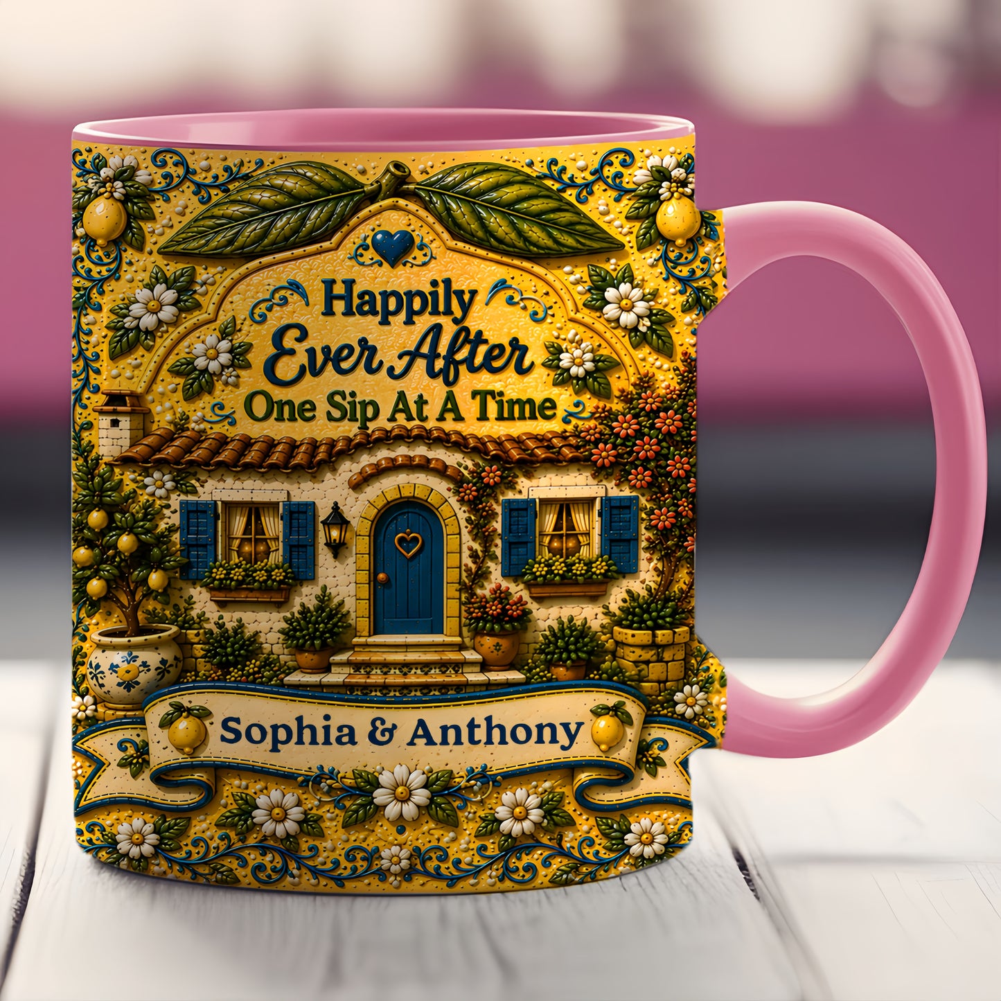 Happily Ever After Starts Here - Personalized Accent Mug
