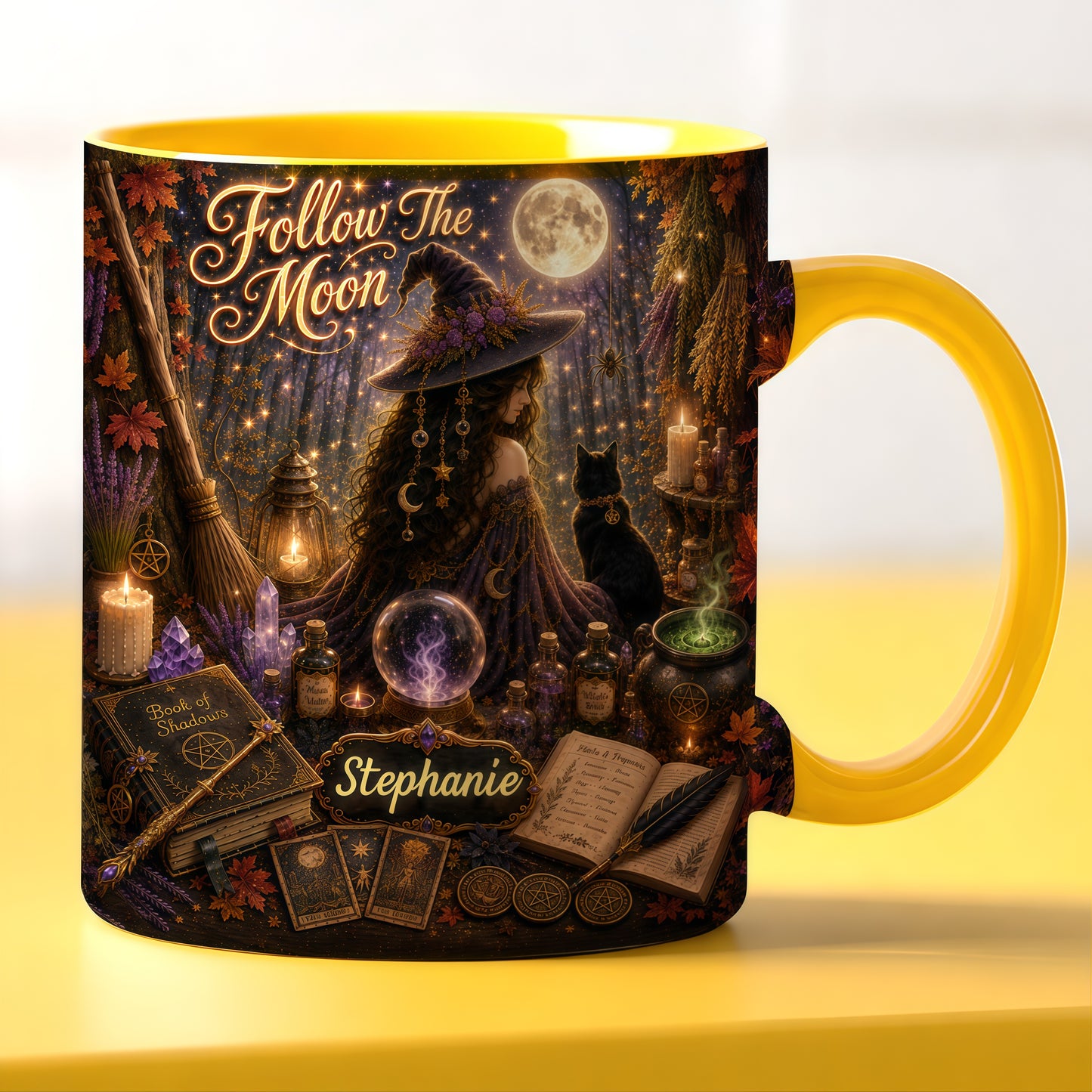 Follow The Moon - Personalized Witchcraft Accent Mug