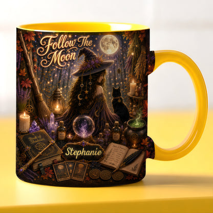 Follow The Moon - Personalized Witchcraft Accent Mug