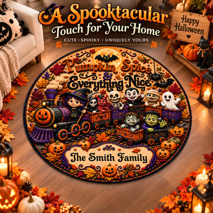 Pumpkin Spice & Everything Nice - Personalized Halloween 3D Custom Shaped Rug