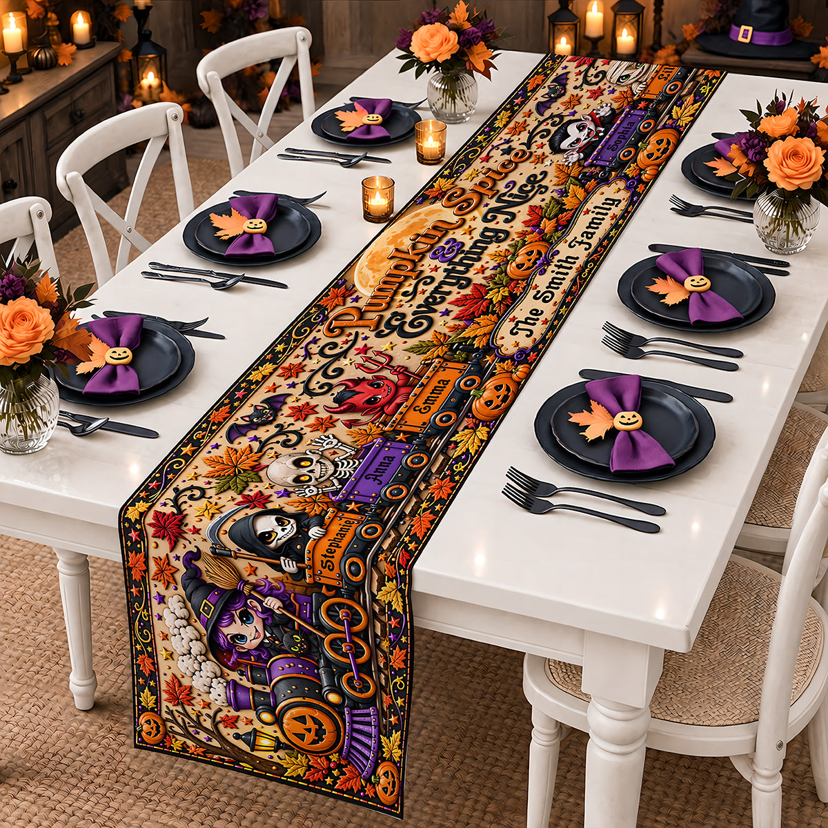 Pumpkin Spice & Everything Nice - Personalized Halloween Table Runner
