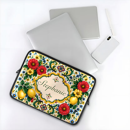 Mediterranean Style & Majolica Print La Dolce Vita - Personalized Laptop Bag
