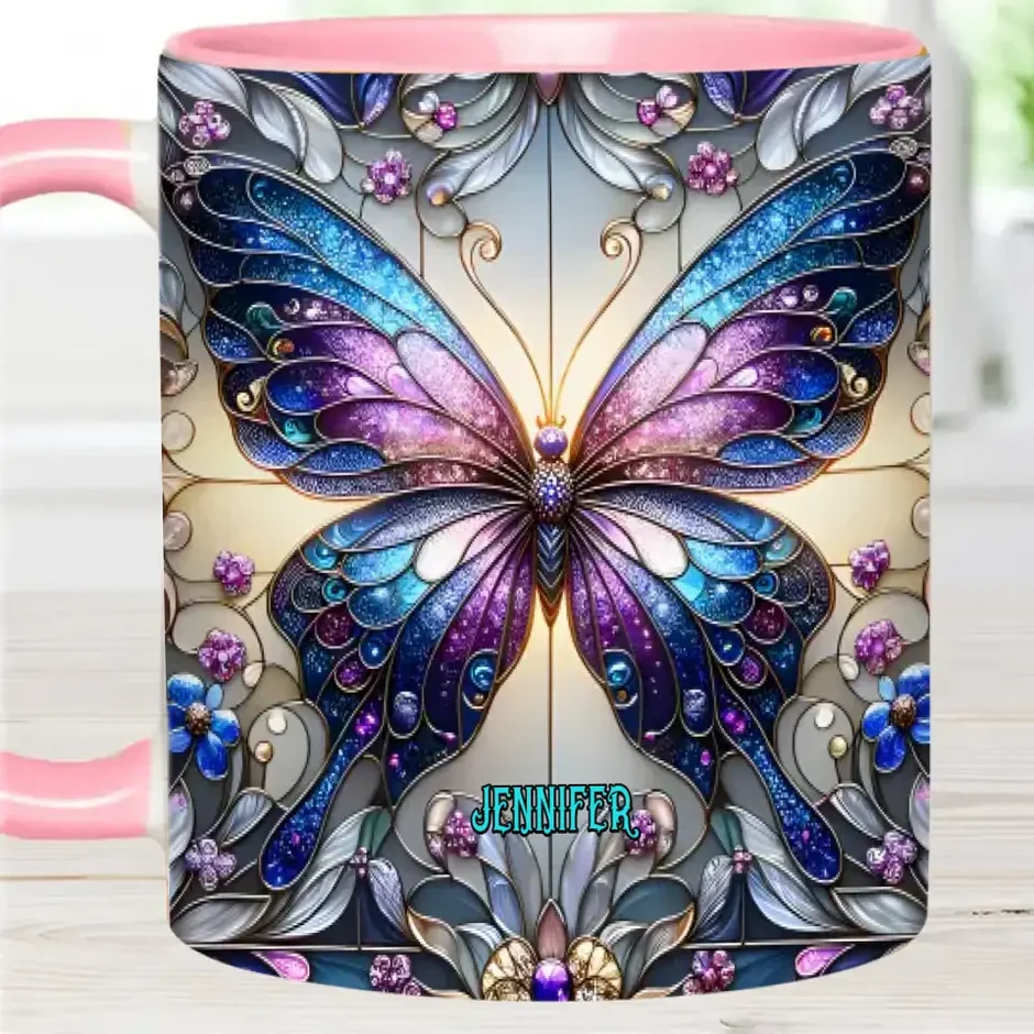 Beautiful Butterfly - Personalized Butterfly Accent Mug