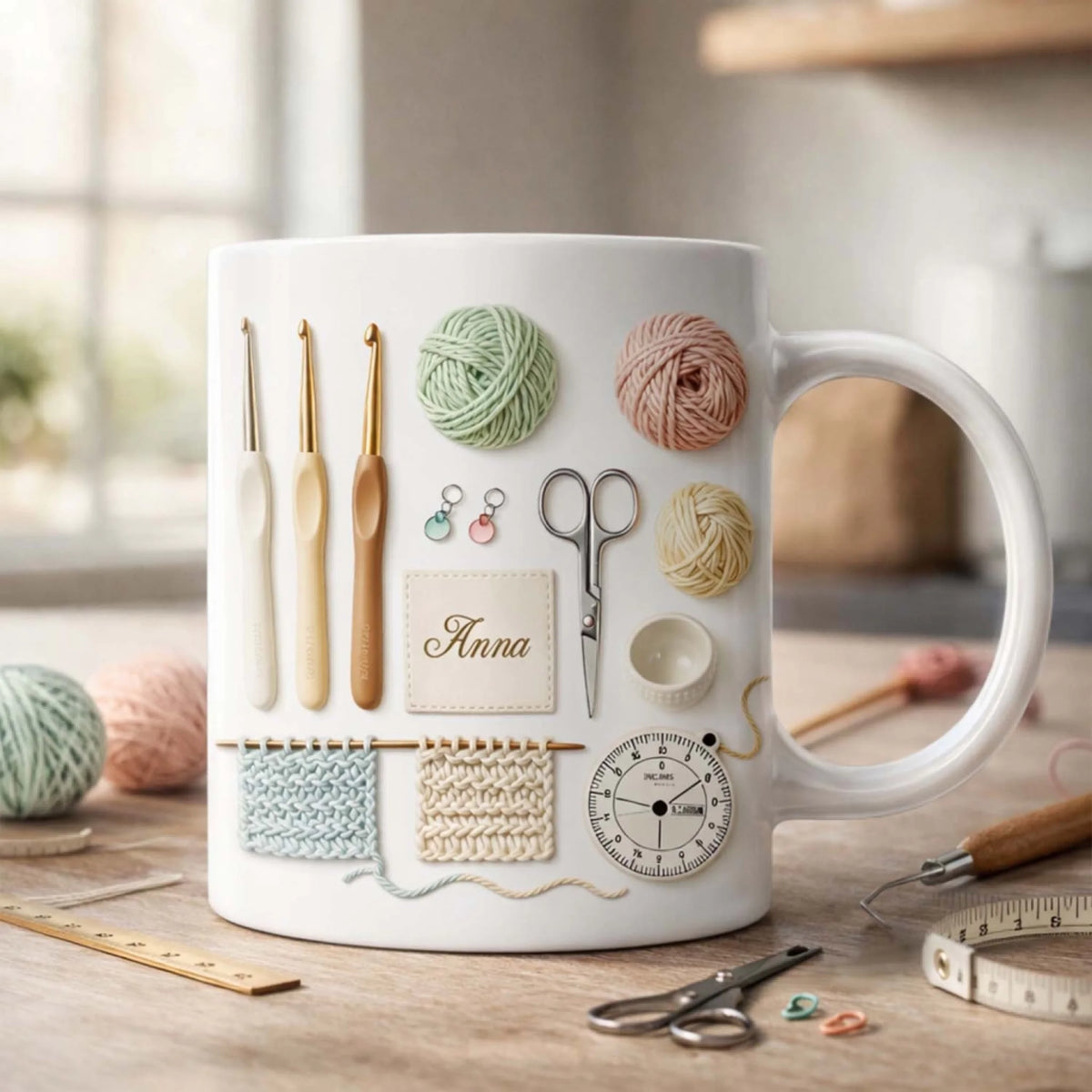 Crochet Is My Therapy - Personalized Coffee Mug - Gift for Mom or Grandma, Handmade Lover Keepsake