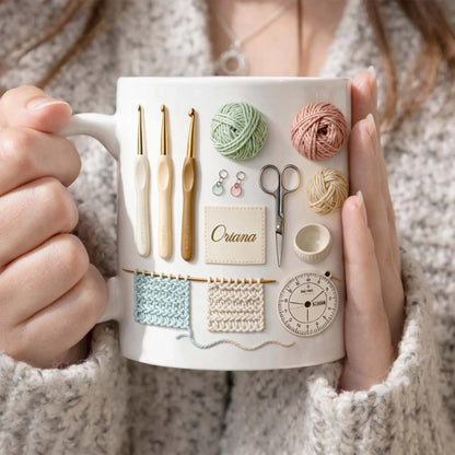 Crochet Is My Therapy - Personalized Coffee Mug - Gift for Mom or Grandma, Handmade Lover Keepsake