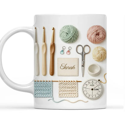 Crochet Is My Therapy - Personalized Coffee Mug - Gift for Mom or Grandma, Handmade Lover Keepsake