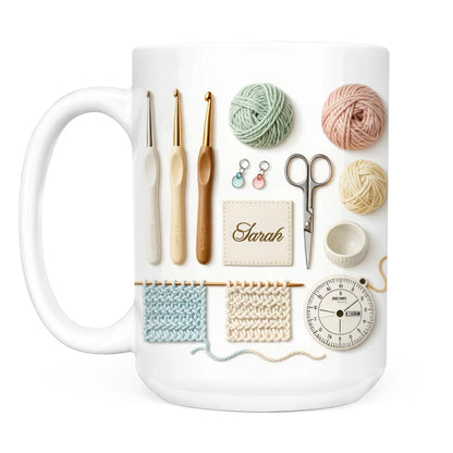 Crochet Is My Therapy - Personalized Coffee Mug - Gift for Mom or Grandma, Handmade Lover Keepsake