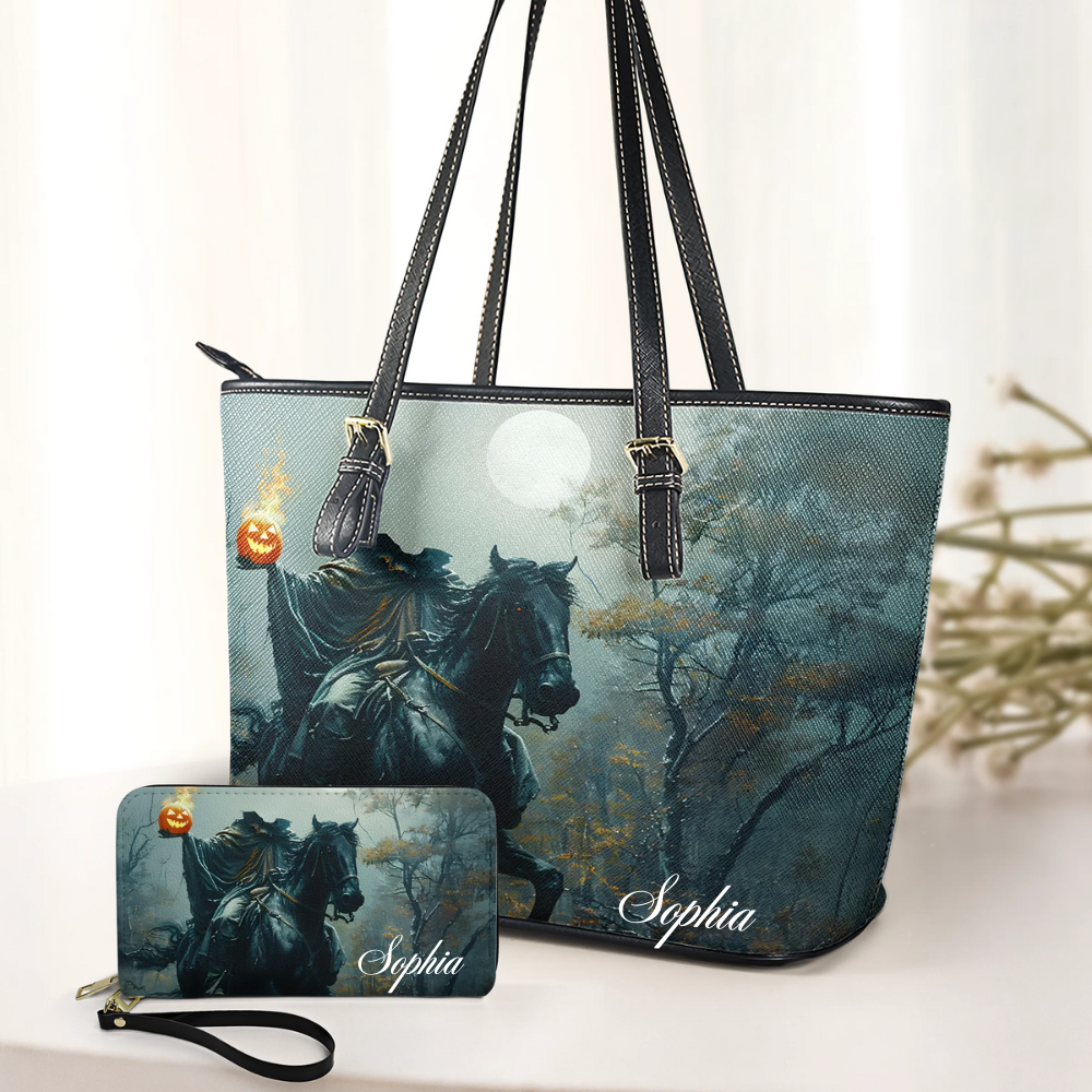 Halloween Gothic Headless Horseman - Personalized Leather Handbag & Wallet Set
