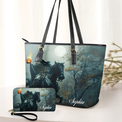 Halloween Gothic Headless Horseman - Personalized Leather Handbag & Wallet Set