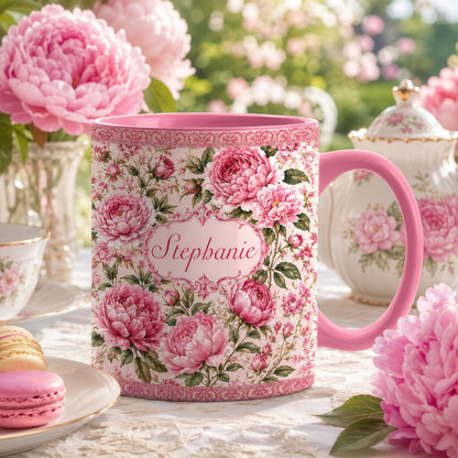 Charming Peony Paradise & Baroque Pattern - Personalized Laptop Bag