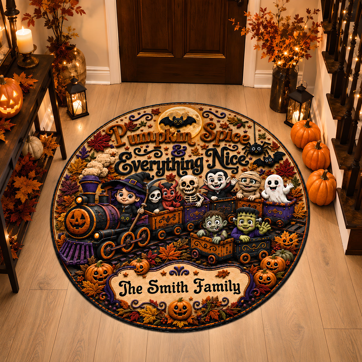 Pumpkin Spice & Everything Nice - Personalized Halloween 3D Custom Shaped Rug