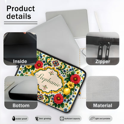 Mediterranean Style & Majolica Print La Dolce Vita - Personalized Laptop Bag