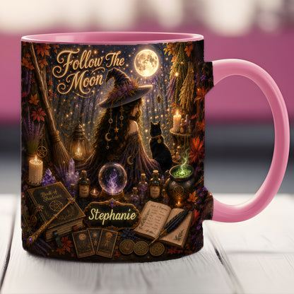 Follow The Moon - Personalized Witchcraft Accent Mug