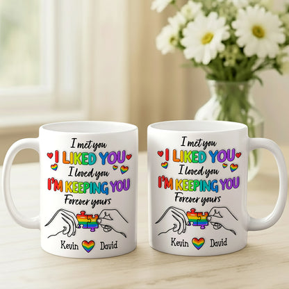I Met You I Loved You Im Keeping You Forever Your Mug - Personalized Ceramic Mug - Gift For Husband Wife, Anniversary, LGBTQ+