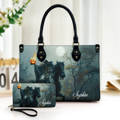 Halloween Gothic Headless Horseman - Personalized Leather Handbag & Wallet Set