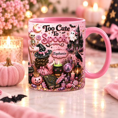 Too Cute To Spook - Personalized Pink Halloween 3D Accent Mug