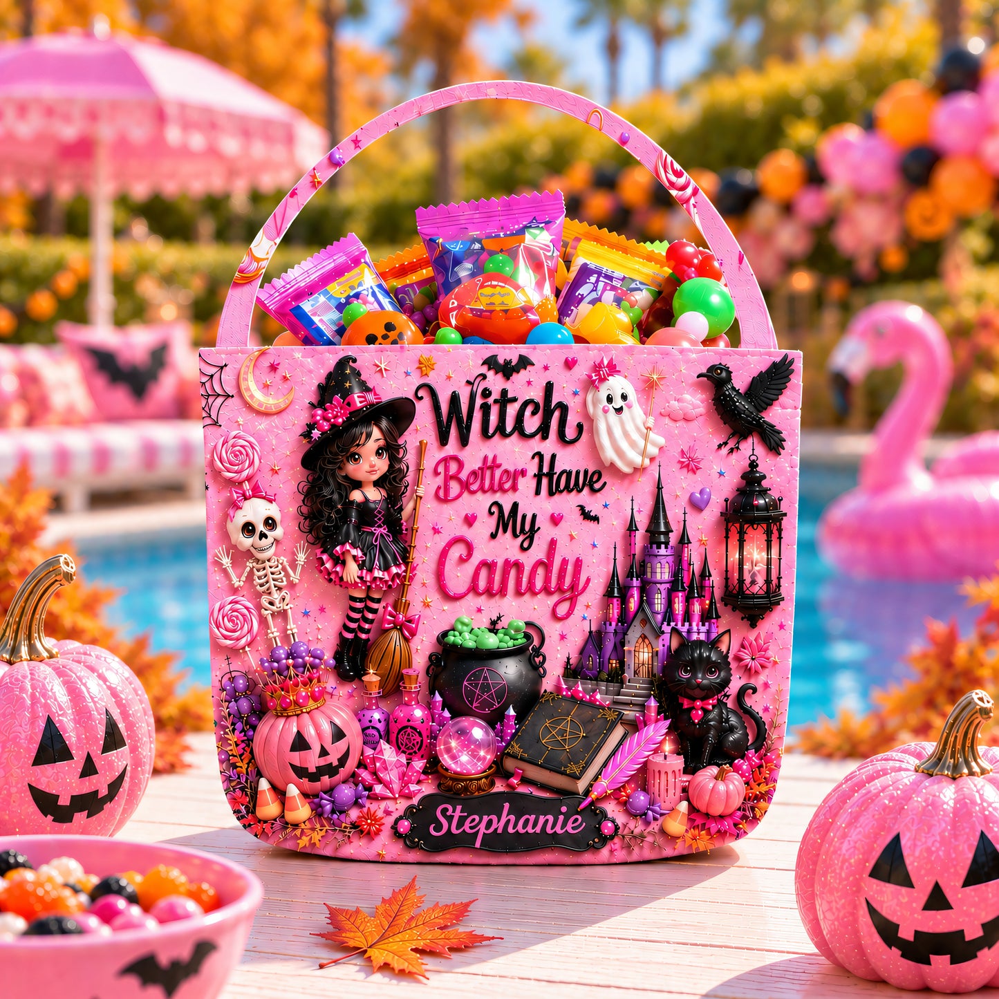 Witch Better Have My Candy - Personalized Pink Halloween Candy Bag - Gift For Halloween