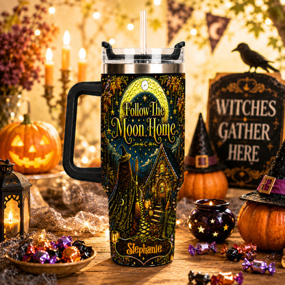 Follow The Moon Home - Personalized Witchcraft 40oz Tumbler With Straw