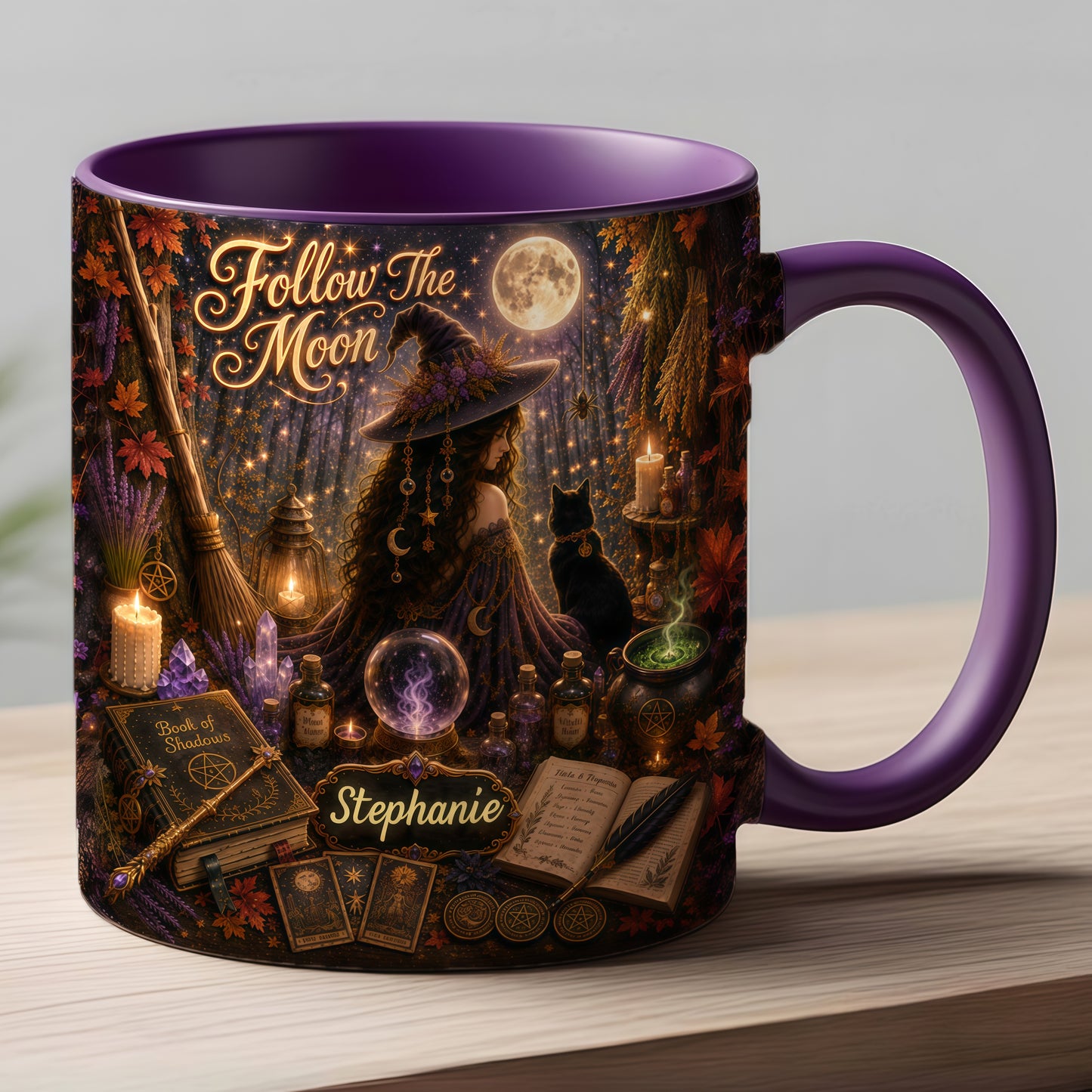 Follow The Moon - Personalized Witchcraft Accent Mug
