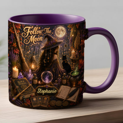 Follow The Moon - Personalized Witchcraft Accent Mug
