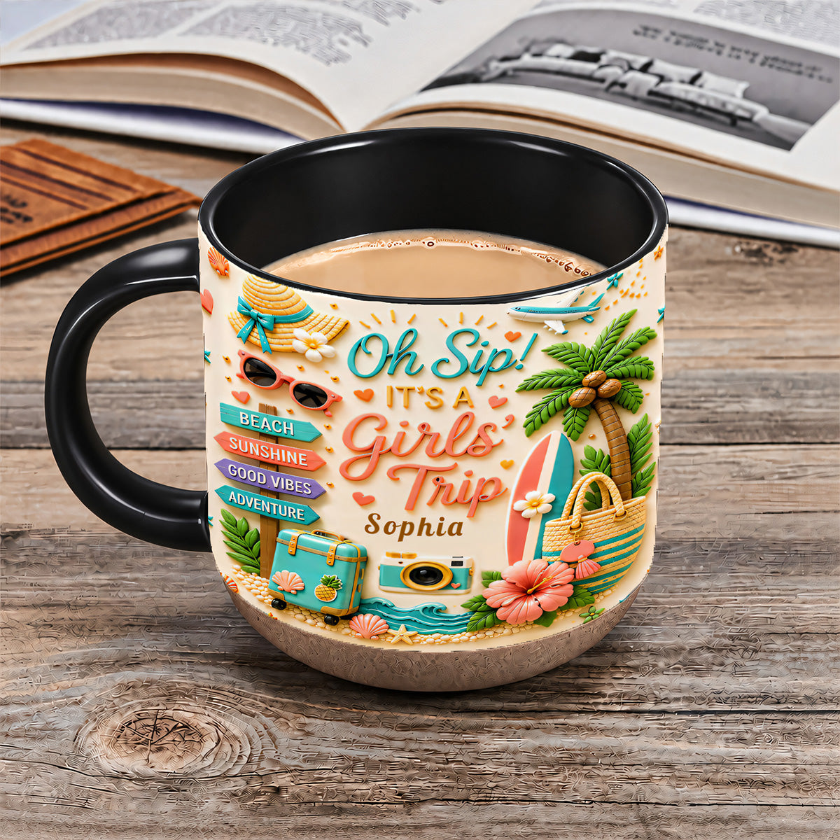 Oh Sip! It's a Girls' Trip - Personalized Pottery Mug - Girls Trip Gifts