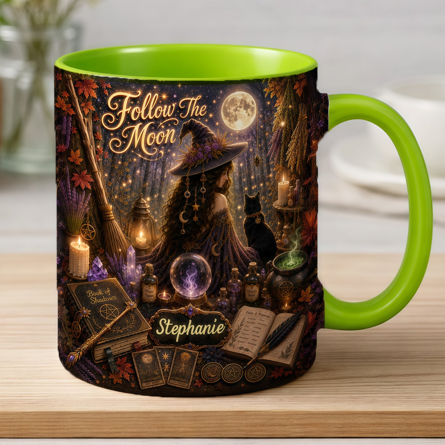 Follow The Moon - Personalized Witchcraft Accent Mug
