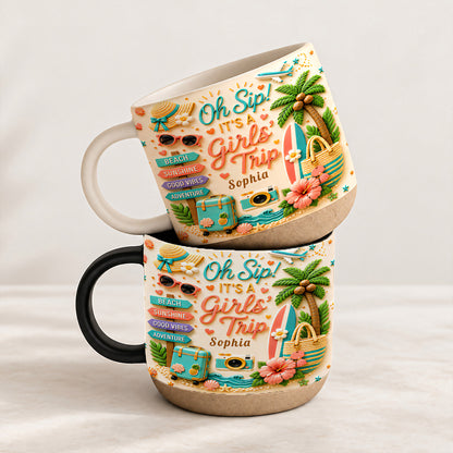 Oh Sip! It's a Girls' Trip - Personalized Pottery Mug - Girls Trip Gifts