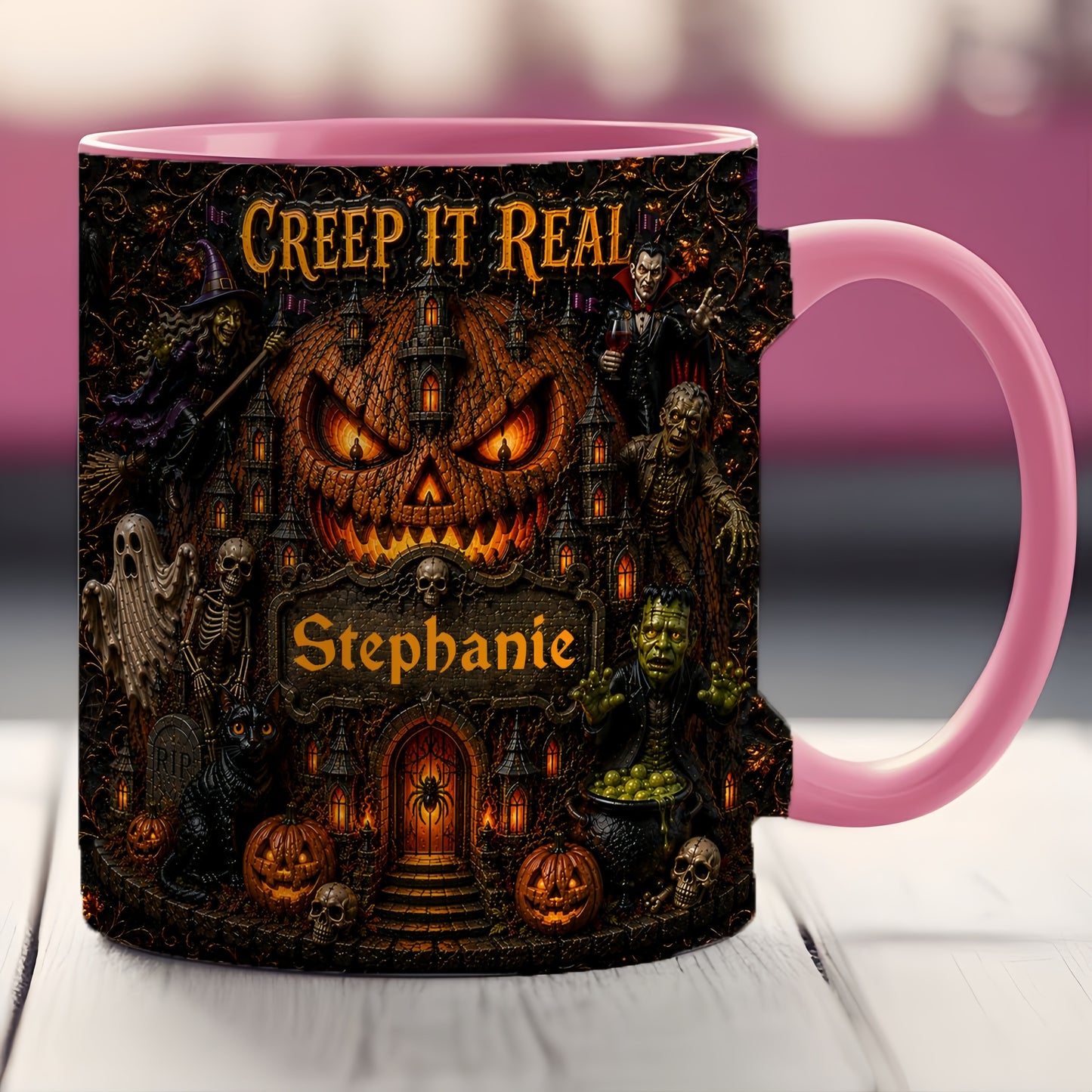 Creep It Real - Personalized 3D Accent Mug - Gift For Halloween