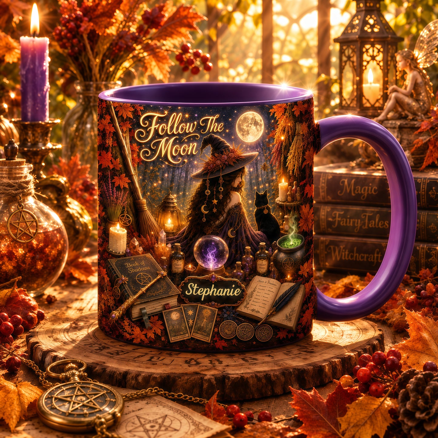 Follow The Moon - Personalized Witchcraft Accent Mug