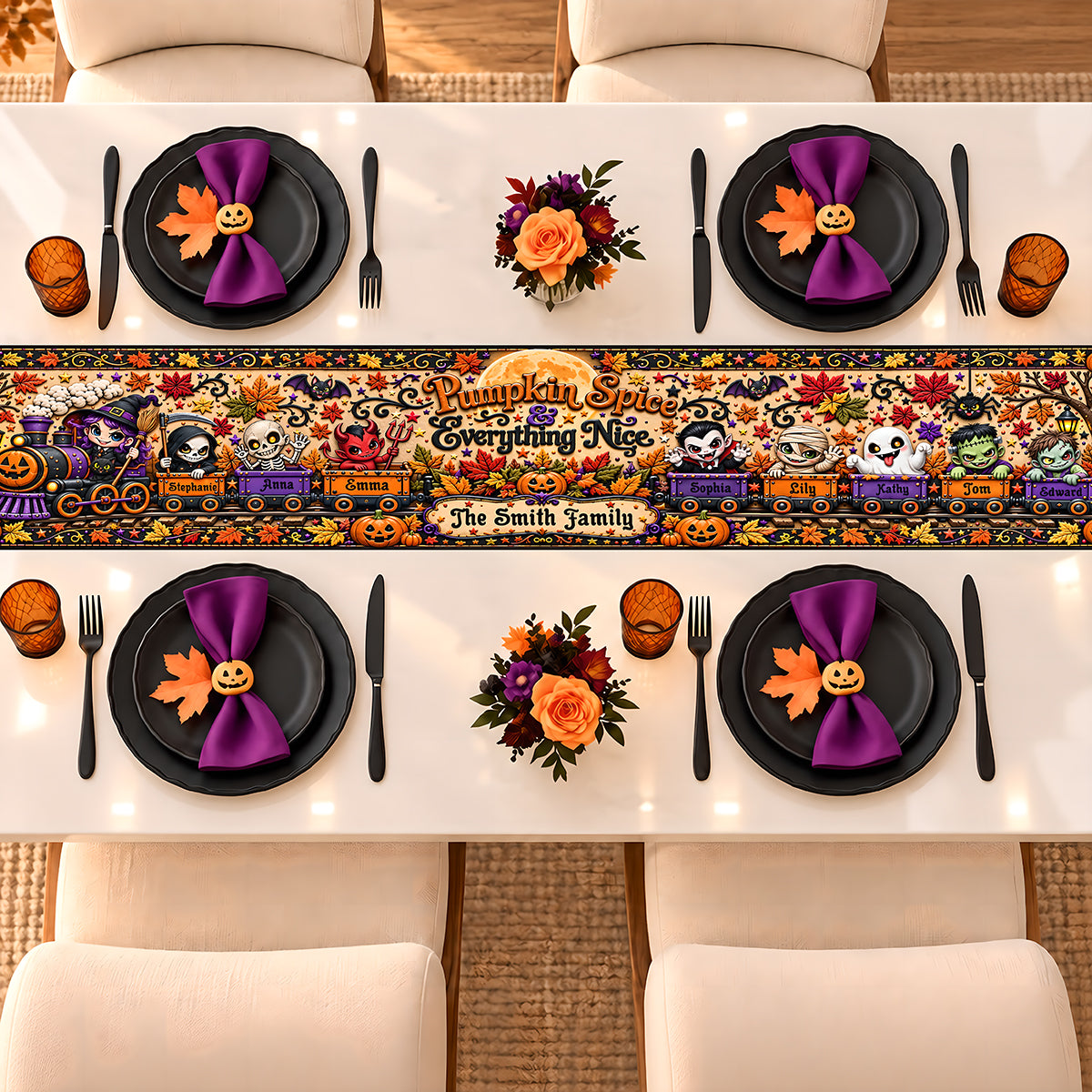 Pumpkin Spice & Everything Nice - Personalized Halloween Table Runner
